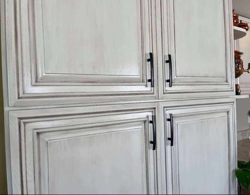 Oak kitchen refinishing with glazing Spray New Build Cabinets