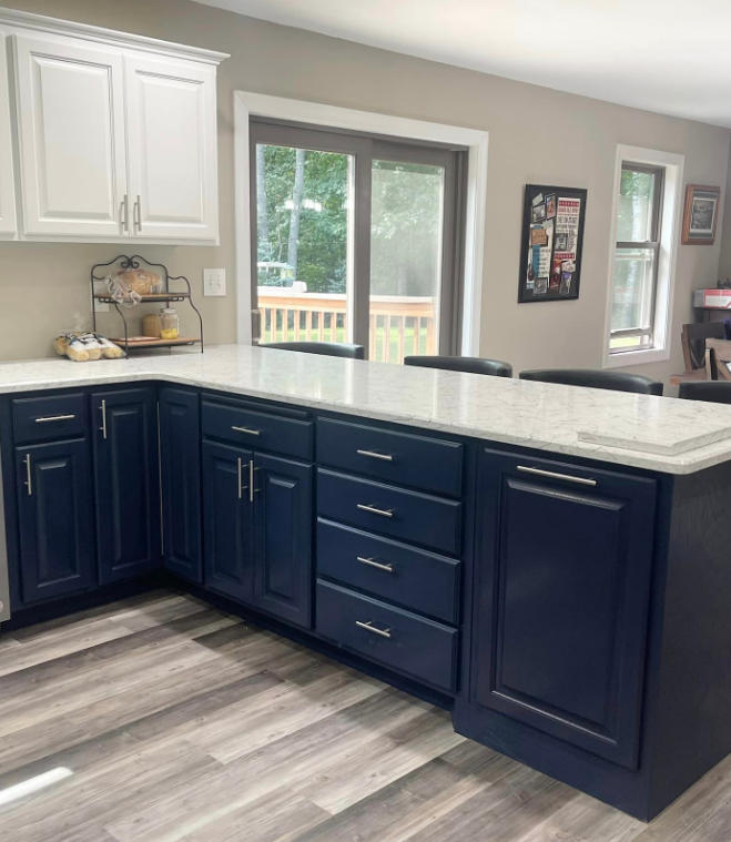 blue lower cabinets Cloquet Two Tone Cabinet Painting